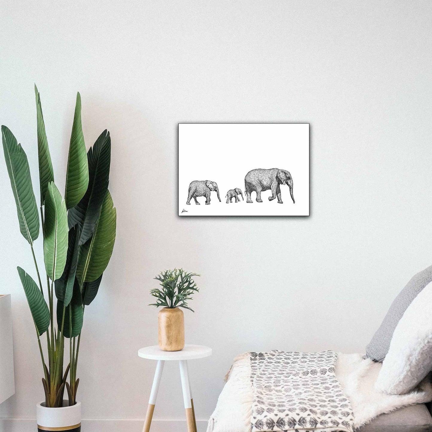 Elephants Walking Signed Print