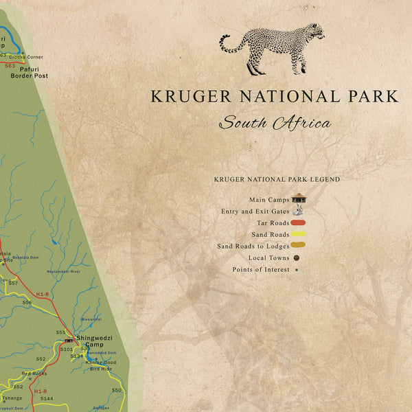 Kruger National Park Map - Canvas Print