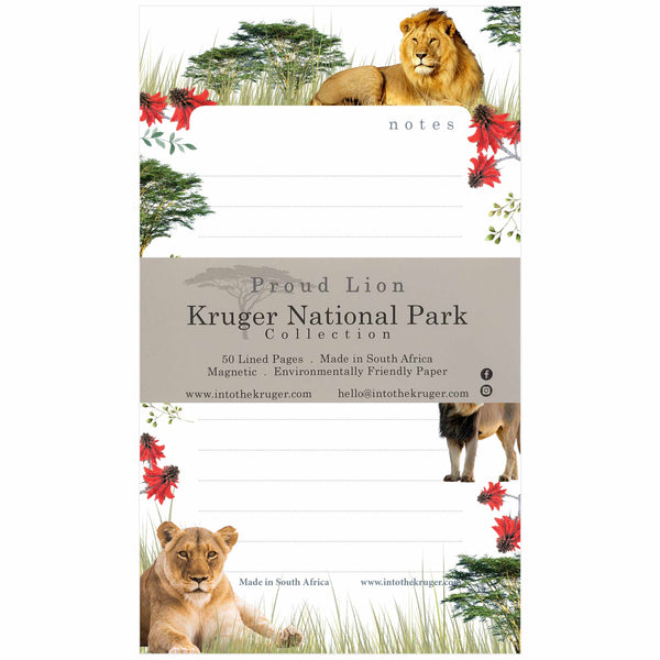 Wildlife Note Pad - Kruger National Park -Lion