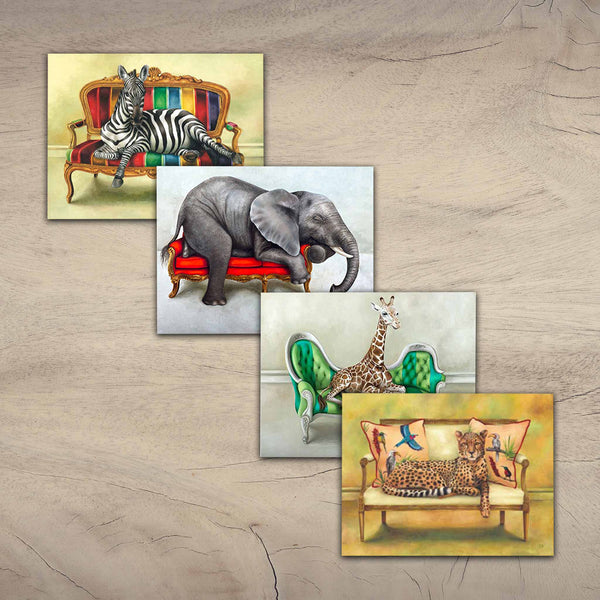 Wildlife Placemats - Elephant, Giraffe, Zebra & Cheetah
