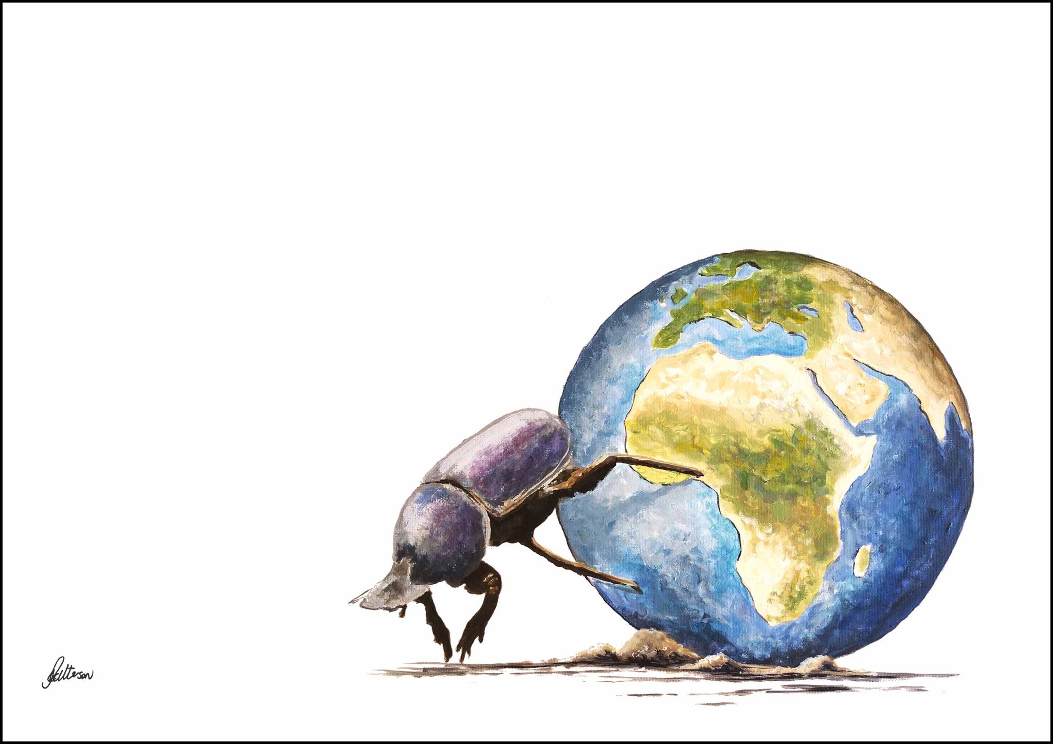 Wildlife Collection Signed Print - Dung Beetle Pushing Earth