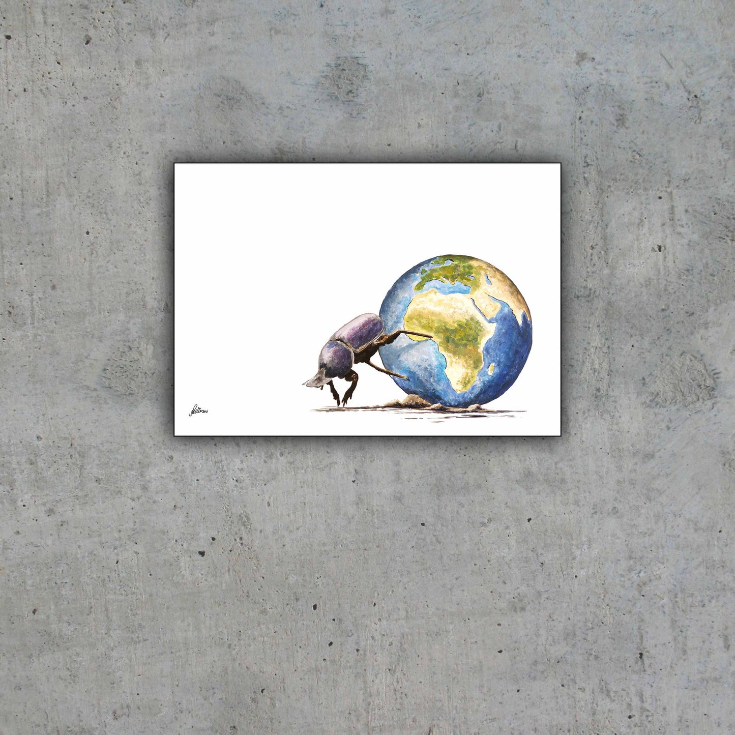 Wildlife Collection Signed Print - Dung Beetle Pushing Earth