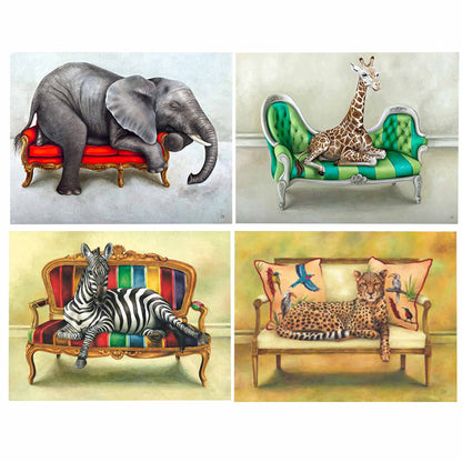 Wildlife Placemats - Elephant, Giraffe, Zebra & Cheetah