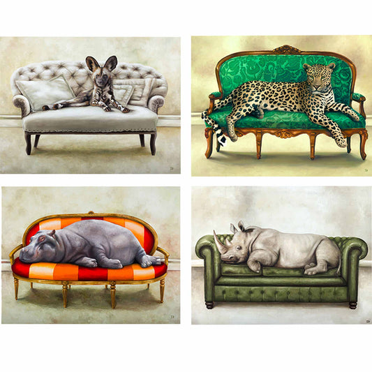 Wildlife Placemats - Leopard, Rhino, Wild Dog & Hippo